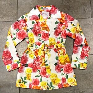 Weatherproof Kids Floral Trench Coat - Red, Yellow, Green